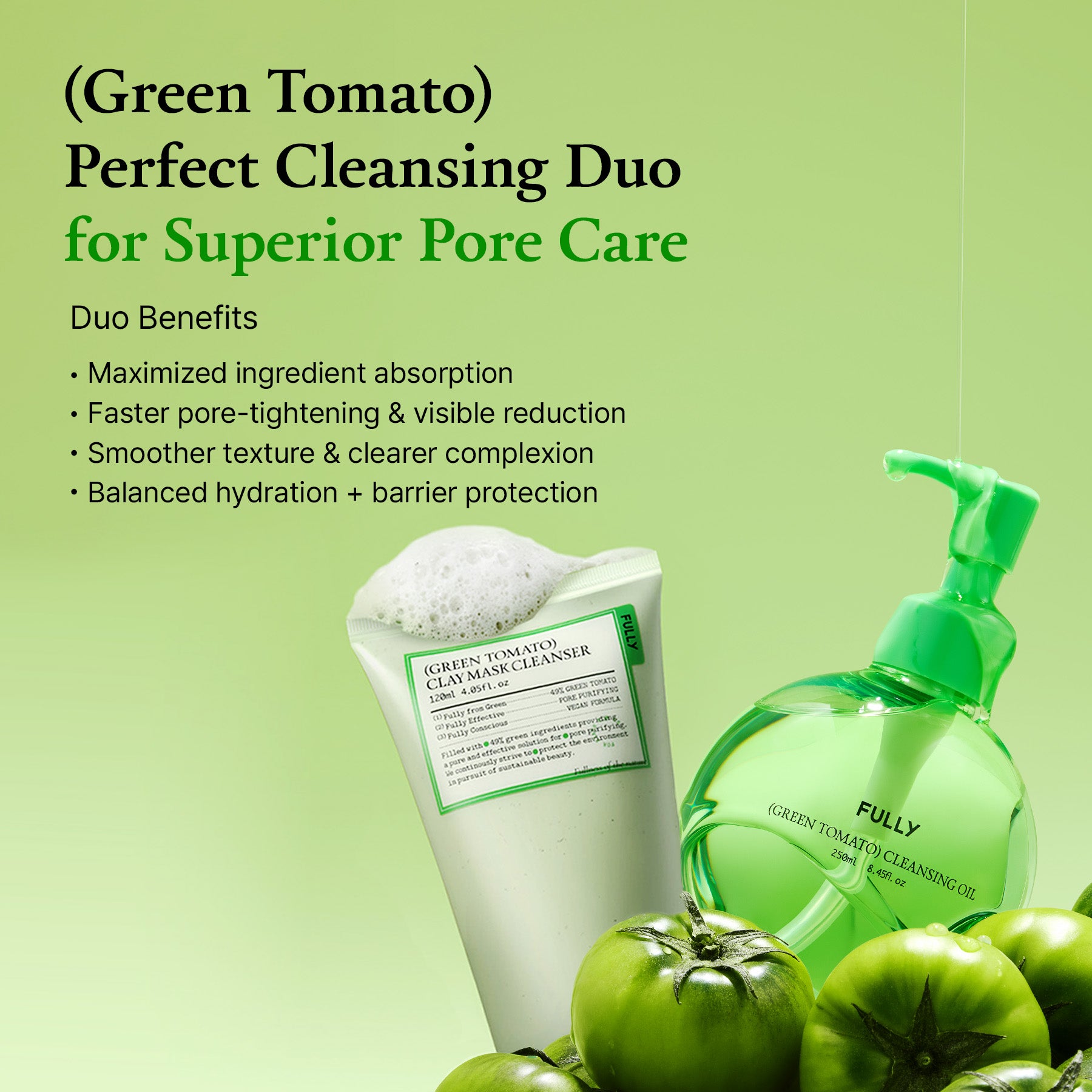 FULLY Green Tomato Perfect Cleansing Duo | Deep Pore Vegan Set