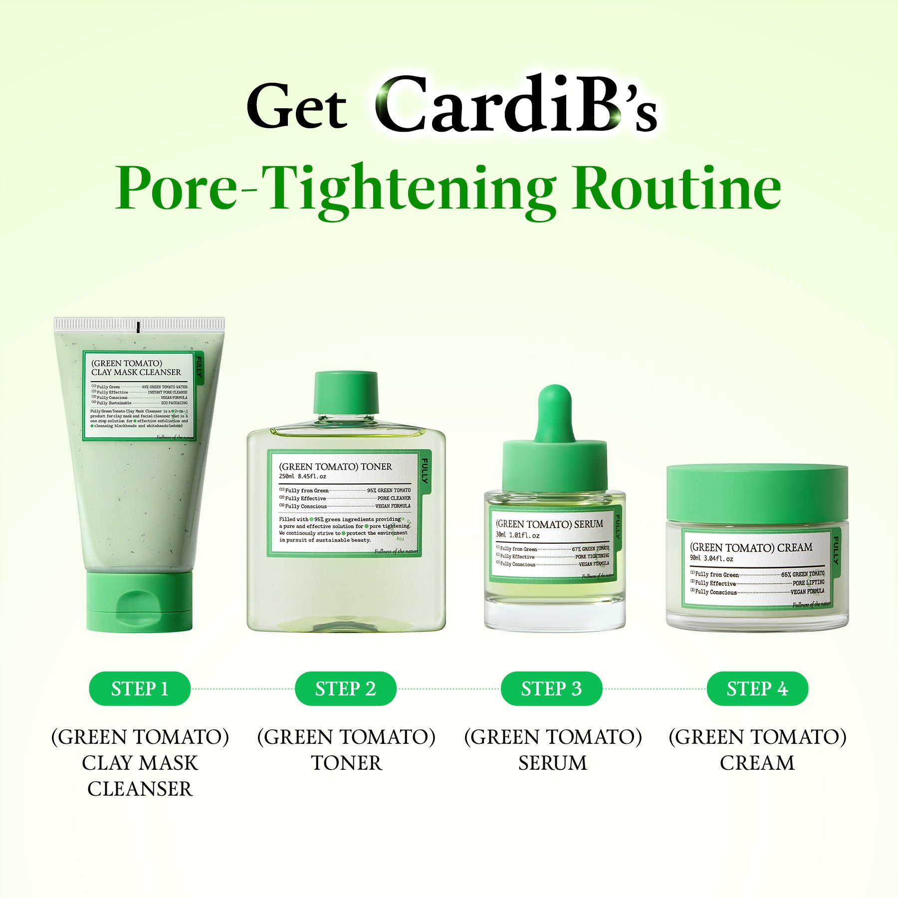 GREEN TOMATO) PORE-FECTION SET | 4-Step Vegan Pore-Tightening Routine