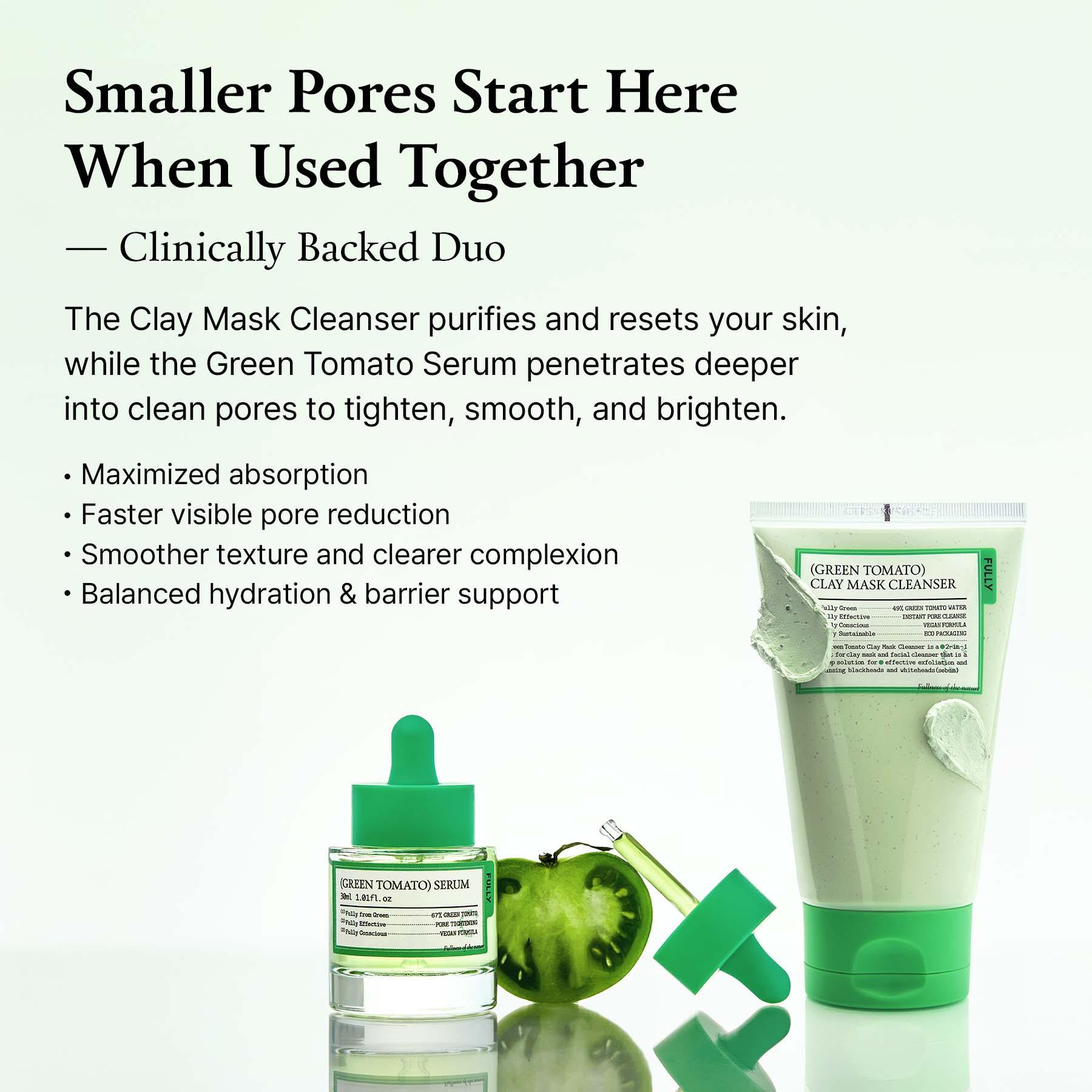 FULLY Green Tomato Pore Rescue Duo l Clay Cleanser + Serum Set