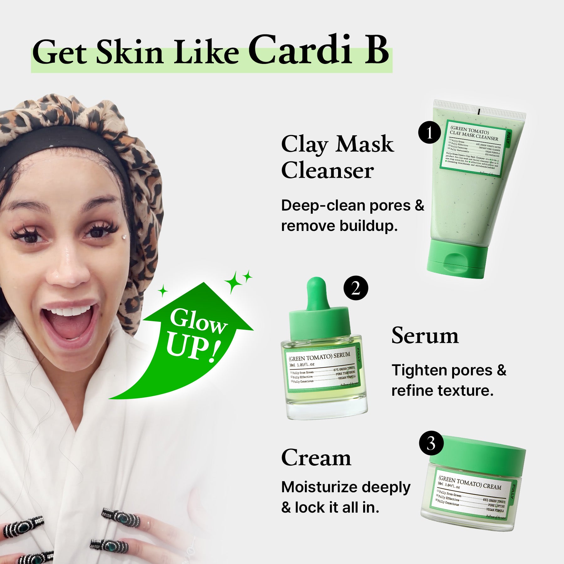 FULLY (Green Tomato) Pore Reset Trio | Vegan Pore-Tightening Set