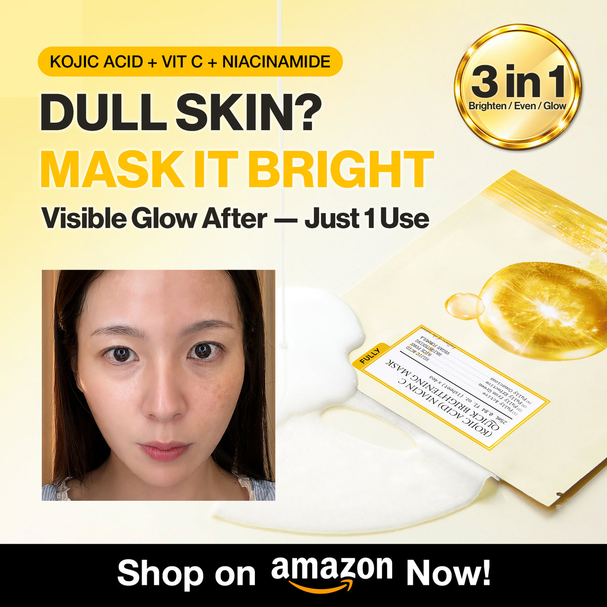 (Amazon) Kojic Acid Niacin C Quick Brightening Mask
