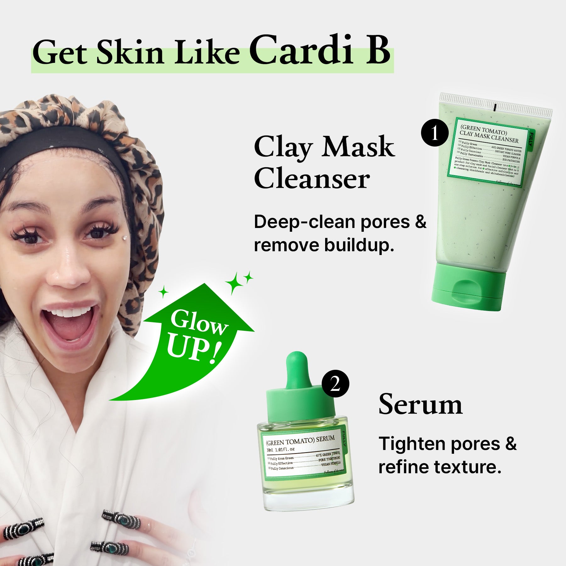 FULLY Green Tomato Pore Rescue Duo l Clay Cleanser + Serum Set