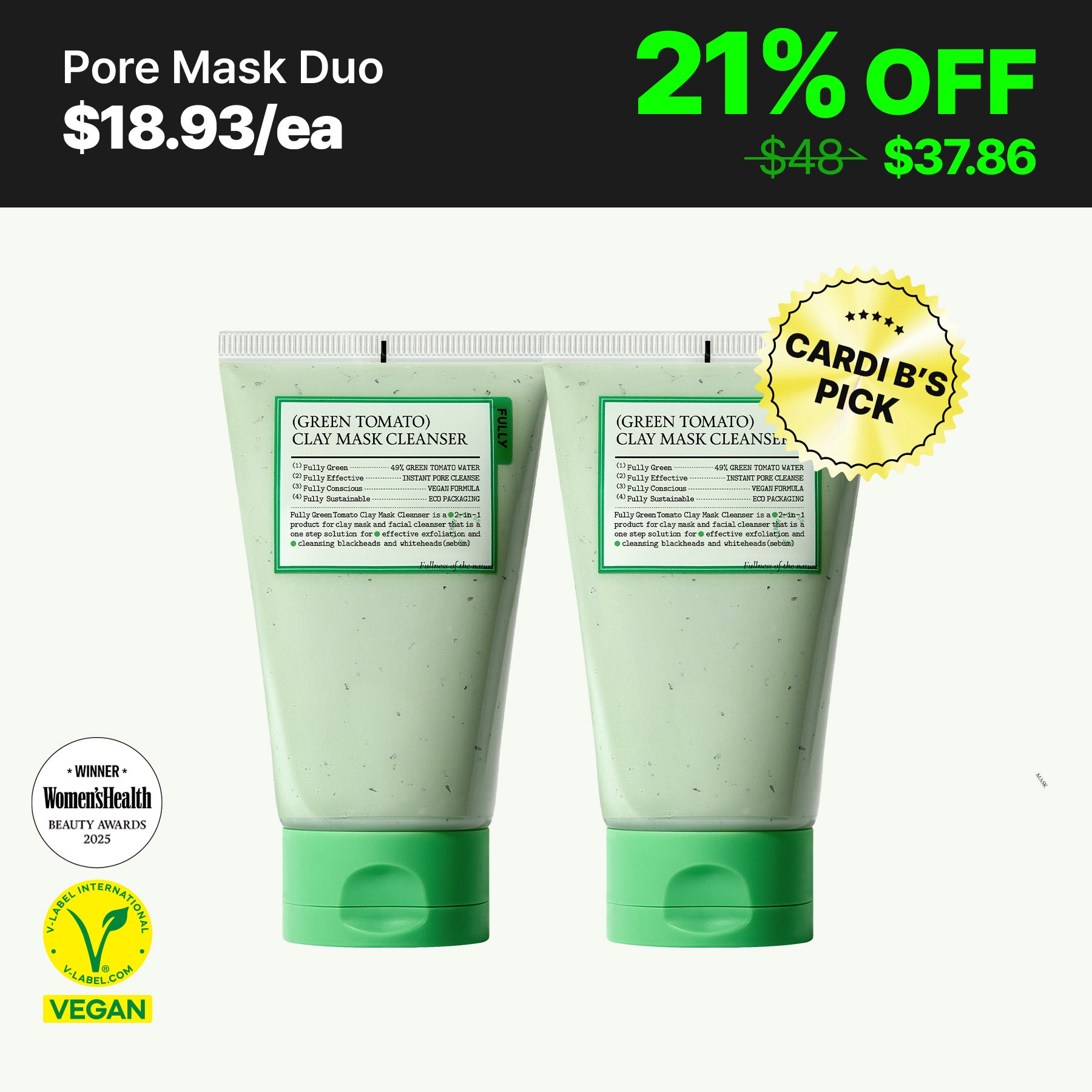 (Green Tomato) Clay Mask Cleanser Duo