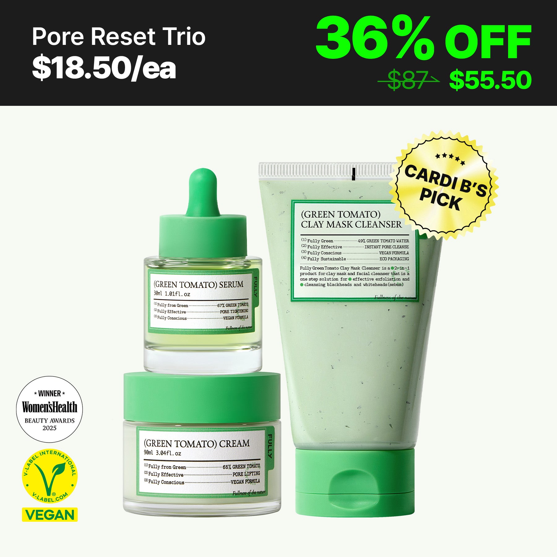 (Green Tomato) Pore Reset Trio