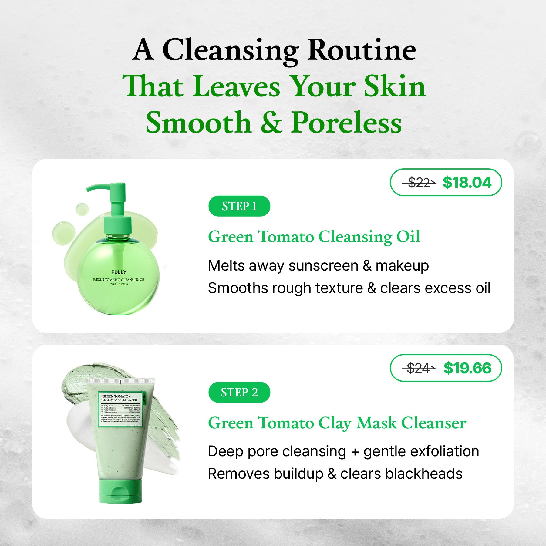 FULLY Green Tomato Perfect Cleansing Duo | Deep Pore Vegan Set